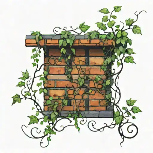brick wall with vines wrapped tattoo design idea