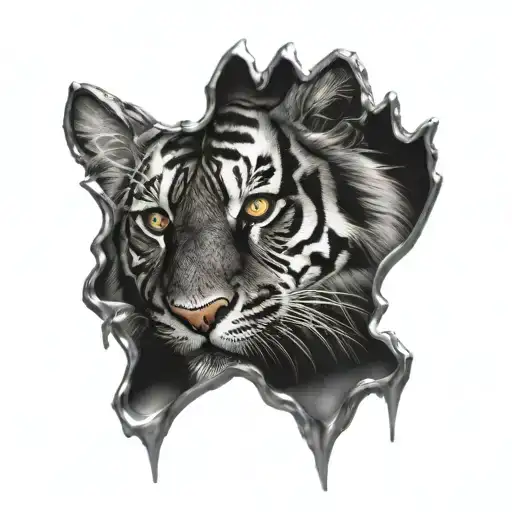 tiger paw prints with eyes tattoo design idea