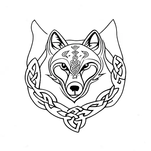 Minimalist \u0026quot;Celtic Wolf\u0026quot; Tattoo Idea - BlackInk AI