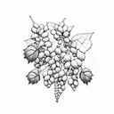 coffee and hops plants intertwined with grapes tattoo design idea