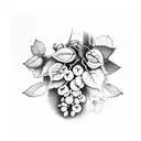 coffee and hops plants intertwined with grapes tattoo design idea