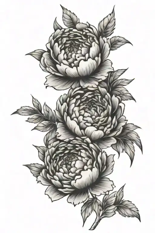 peony flowers tattoo design idea