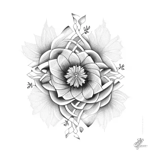 A graceful flower vine wrapping around a softball home plate tattoo design idea