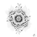 A graceful flower vine wrapping around a softball home plate tattoo design idea