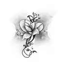 A graceful flower vine wrapping around a softball home plate tattoo design idea
