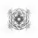 A delicate bouquet of flowers forming the shape of a softball home plate tattoo design idea