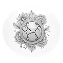 A delicate bouquet of flowers forming the shape of a softball home plate tattoo design idea