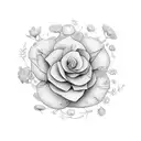 A delicate bouquet of flowers forming the shape of a softball home plate tattoo design idea