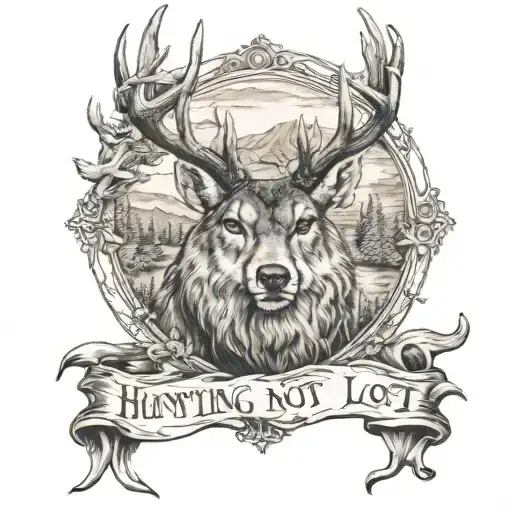 hunting, not all who wander are lost my head tattoo design idea