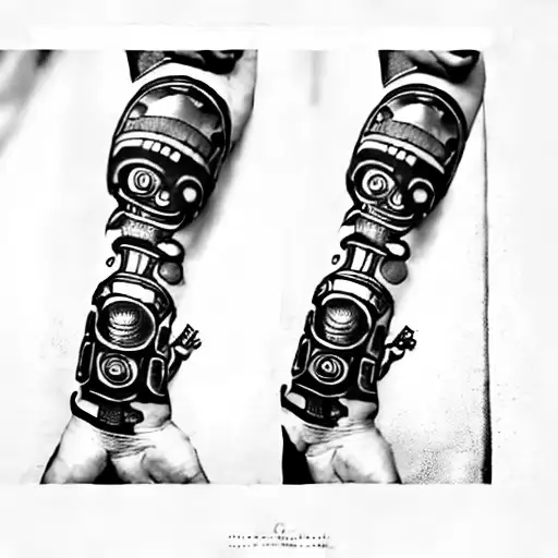 robot arm with detail tattoo design idea
