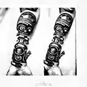 robot arm with detail tattoo design idea