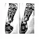robot arm with detail tattoo design idea