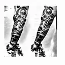 robot arm with detail tattoo design idea