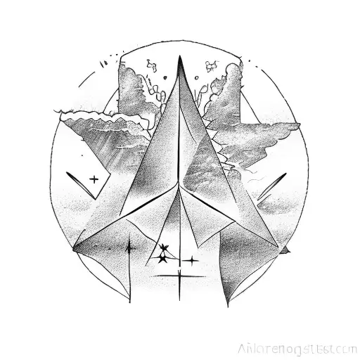 the four triangles of the alchemical elements, earth, water, air and fire tattoo design idea