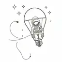 astronaut coming out of a lightbulb tattoo design idea