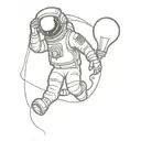 astronaut coming out of a lightbulb tattoo design idea