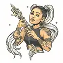 ariana grande moving the planet with her middle fingers tattoo design idea