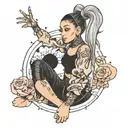ariana grande moving the planet with her middle fingers tattoo design idea