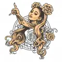 ariana grande moving the planet with her middle fingers tattoo design idea