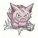 Pokemon gengar playing with a volleyball tattoo design idea