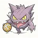 Pokemon gengar playing with a volleyball tattoo design idea