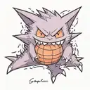 Pokemon gengar playing with a volleyball tattoo design idea
