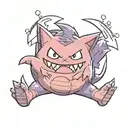Pokemon gengar playing with a volleyball tattoo design idea