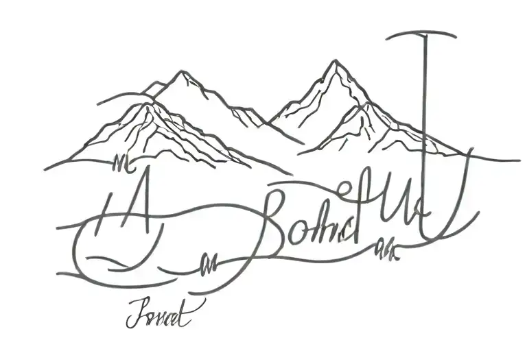 Joshua 1:9 with mountain peaks tattoo design idea