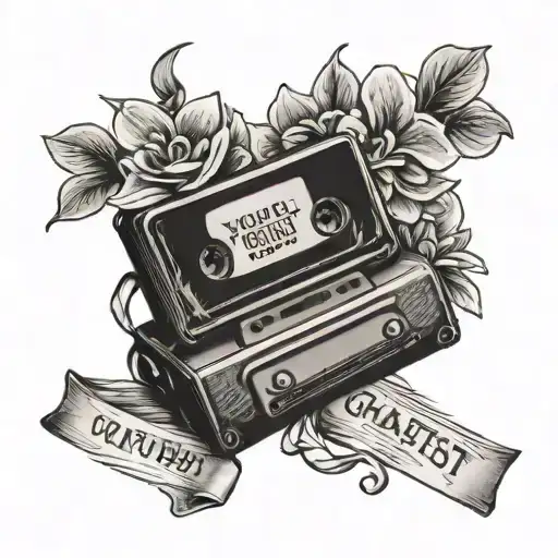 VHS tape with flowers with the words "you're the greatest thing we lost"  tattoo design idea