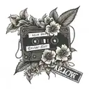 VHS tape with flowers with the words "you're the greatest thing we lost"  tattoo design idea