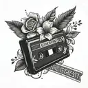 VHS tape with flowers with the words "you're the greatest thing we lost"  tattoo design idea