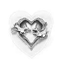 Cartoon trex making a heart tattoo design idea