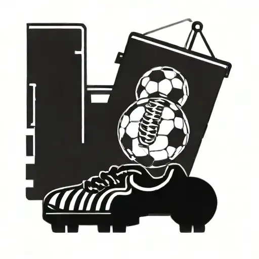 A stylized football with dart board markings and fork lift tines as the laces tattoo design idea
