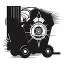 A stylized football with dart board markings and fork lift tines as the laces tattoo design idea