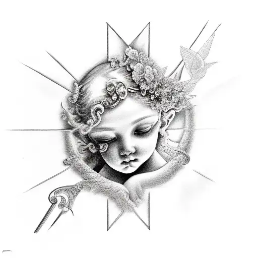 Psyche revived by a cupids kiss tattoo design idea
