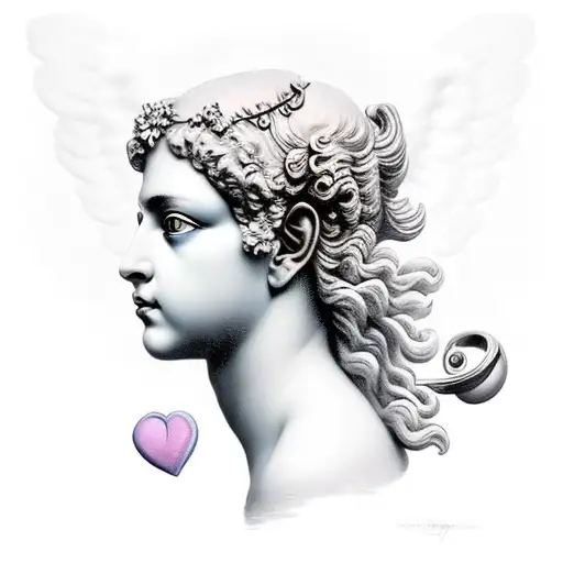 Psyche revived by a cupids kiss tattoo design idea