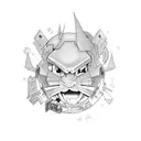 90s cartoon collage tattoo design idea