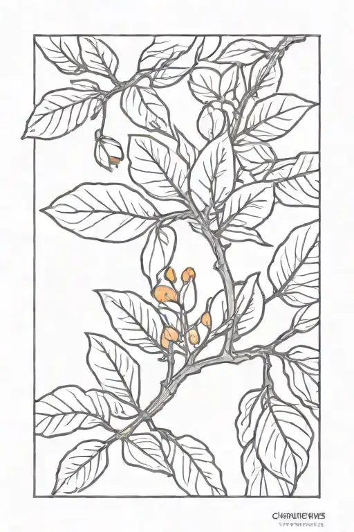   clementine tree branch orange tattoo design idea