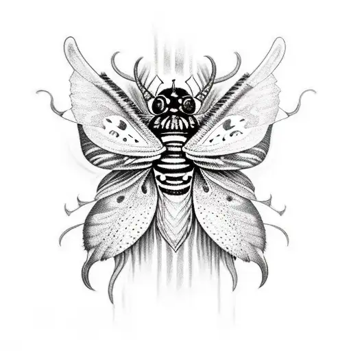 deaths head moth  fire tattoo design idea