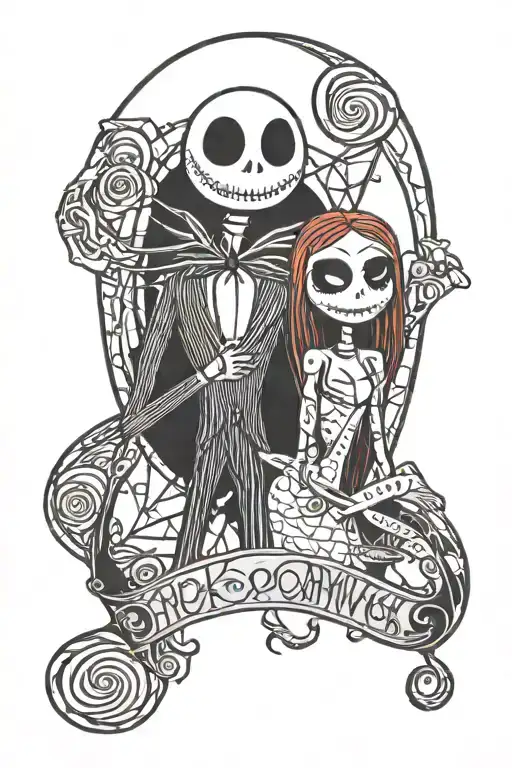 nightmare before Christmas jack and sally tattoo design idea