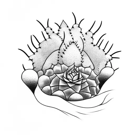 cactus in hell tattoo design idea
