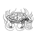 tortoise on fire tattoo design idea