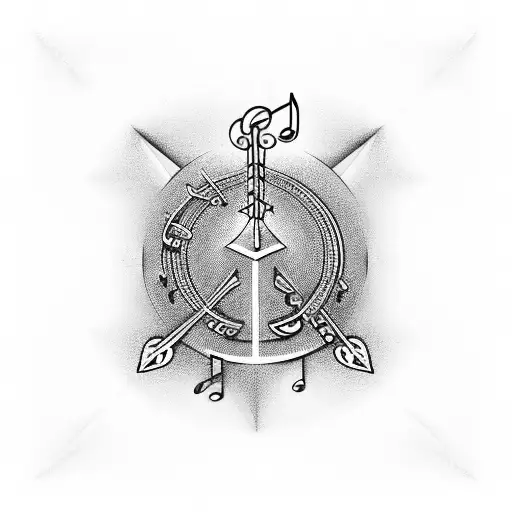 piramides with music notes or G-clef tattoo design idea