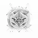 piramides with music notes or G-clef tattoo design idea