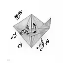 piramides with music notes or G-clef tattoo design idea