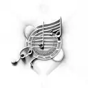 piramides with music notes or G-clef tattoo design idea