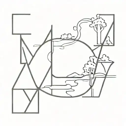creek between letters M and P tattoo design idea