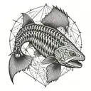 trout skeleton tattoo design idea