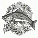 trout skeleton tattoo design idea