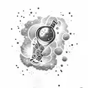 wine bottle with galaxy supernova coming out  tattoo design idea